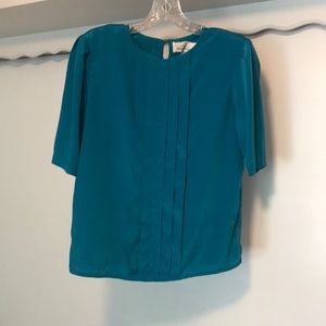 Michelle Stuart short sleeve blouse with pleated front